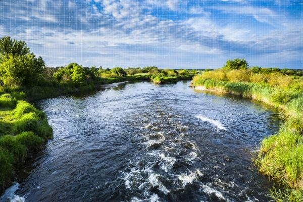 stream with data pixel depicting ai weather monitorin